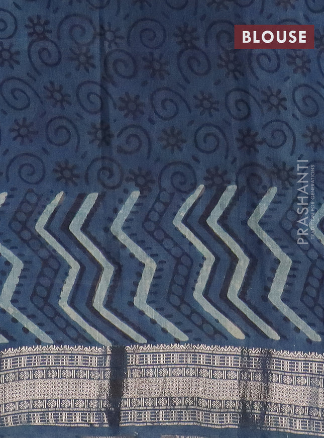 Semi chanderi saree pastel blue with allover vanaspathi prints and zari woven border