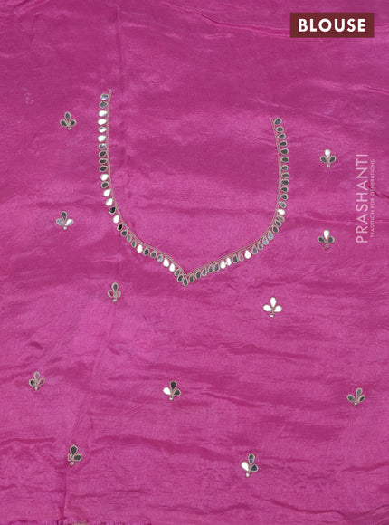 Satin crepe saree lotus pink with embroidery work buttas and gottapatti work pallu