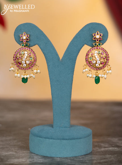 Antique necklace floral design with kemp & cz stones and rice pearls