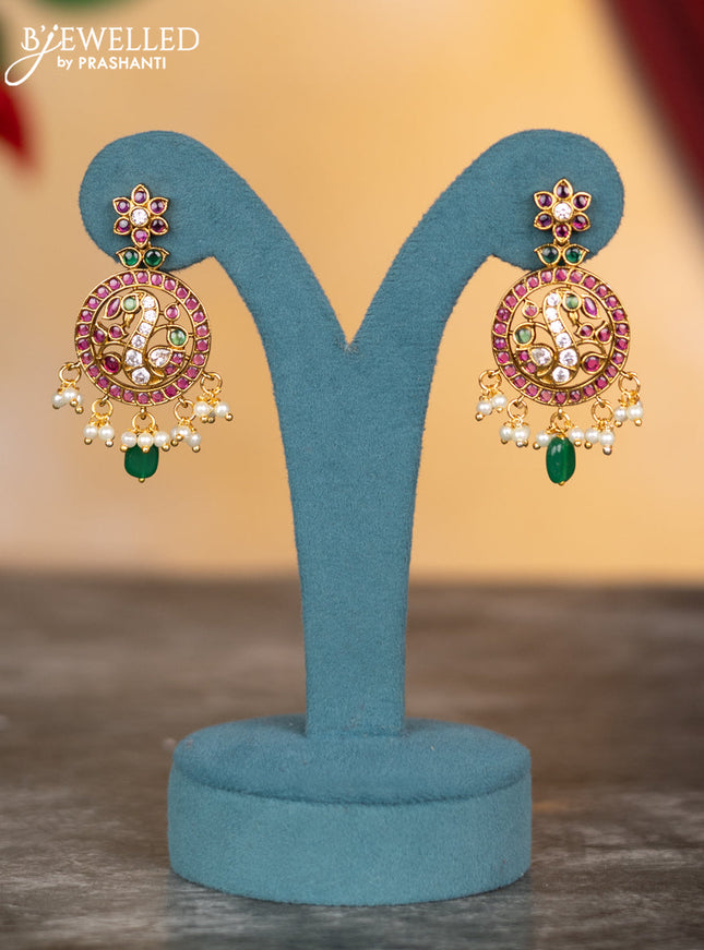 Antique necklace floral design with kemp & cz stones and rice pearls