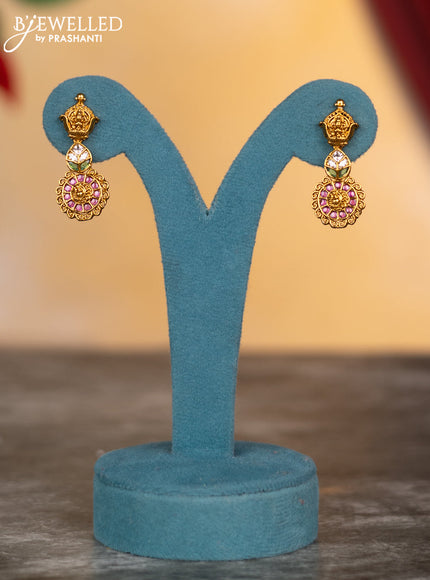 Antique necklace lakshmi design with kemp and cz stones