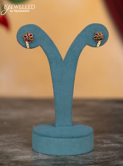 Antique ring type necklace peacock & manga design with kemp & cz stones and pearl & green beads hangings