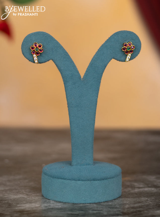 Antique ring type necklace peacock & manga design with kemp & cz stones and pearl & green beads hangings