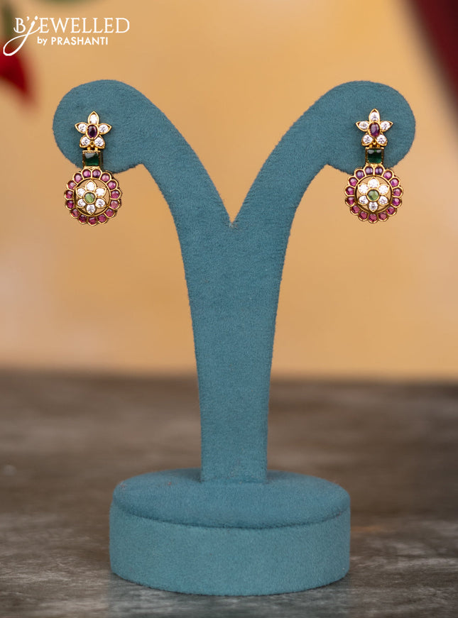 Antique necklace floral design with kemp and cz stones