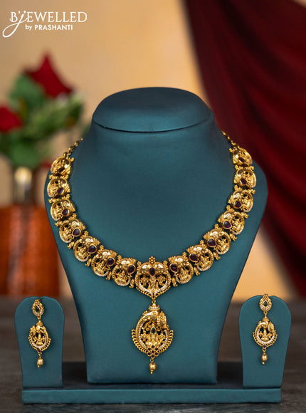 Antique necklace elephant & tirupati balaji design with kemp and cz stones