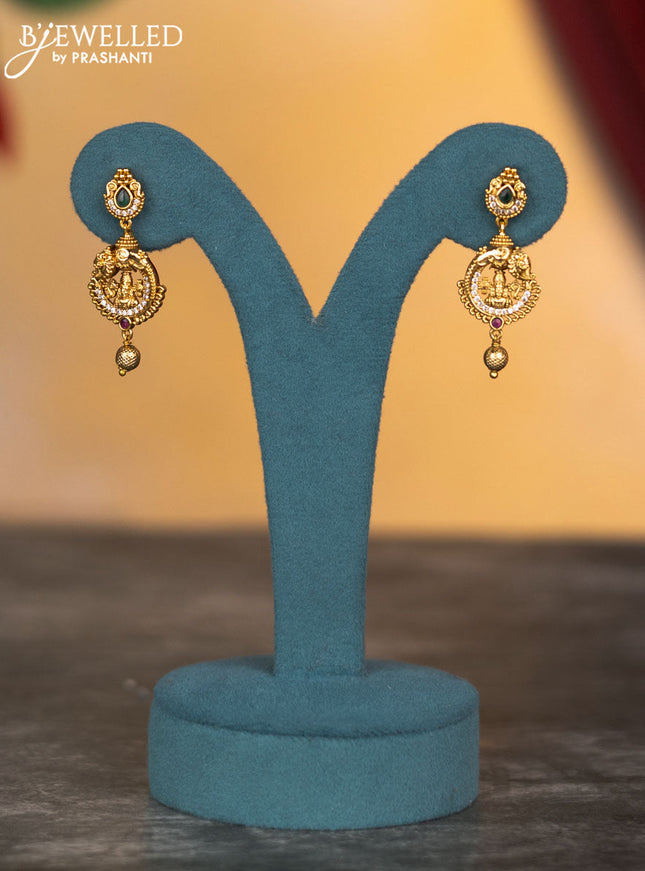 Antique necklace elephant & tirupati balaji design with kemp and cz stones