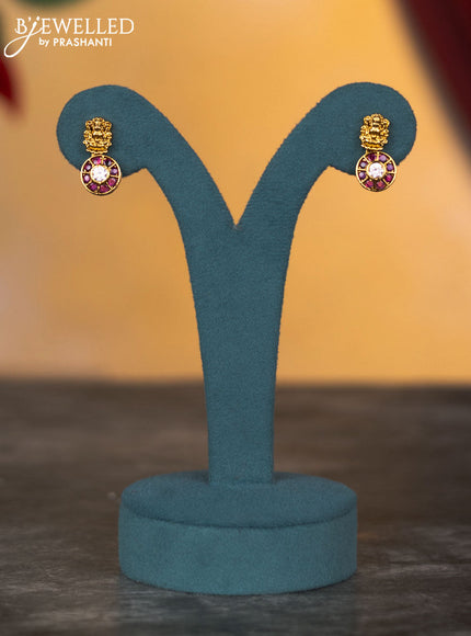 Antique necklace lakshmi design with kemp and cz stones