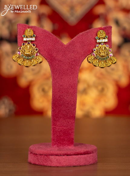 Antique necklace lakshmi kasu design with kemp and cz stones