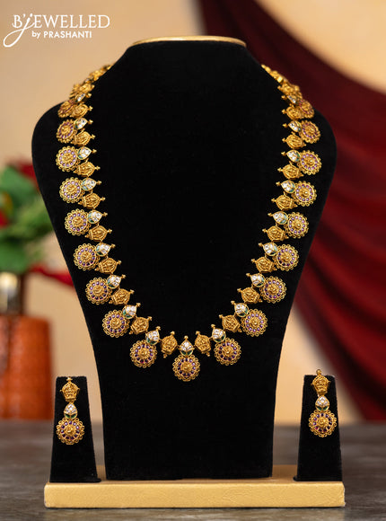 Antique haram lakshmi design with kemp and cz stones