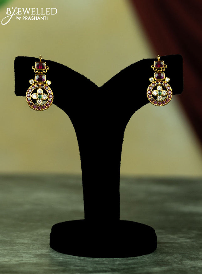 Antique haram floral & peacock design with kemp and cz stones