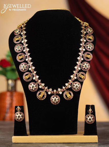Antique haram floral & lakshmi design with kemp and cz stones