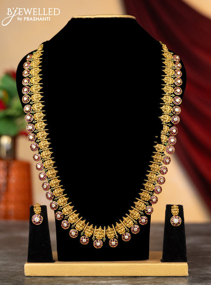 Antique haram lakshmi design with kemp and cz stones
