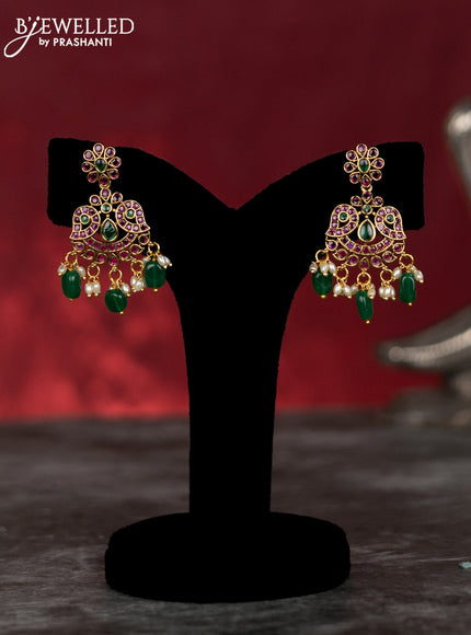 Antique guttapusalu haram with kemp stones and pearl & green beads hangings