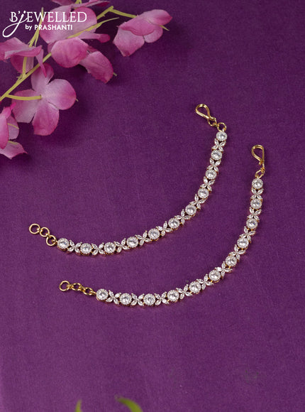 Zircon maatal with cz stones in gold finish