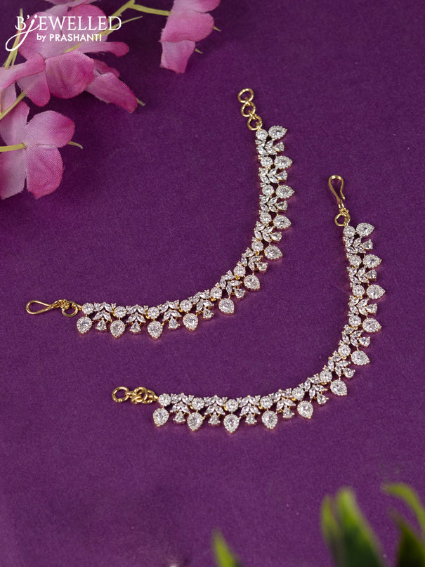 Zircon maatal with cz stones in gold finish