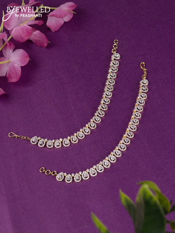 Zircon maatal with cz stones in gold finish