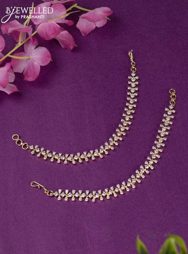 Zircon maatal with cz stones in gold finish