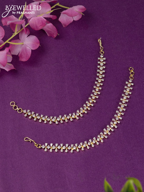 Zircon maatal with cz stones in gold finish