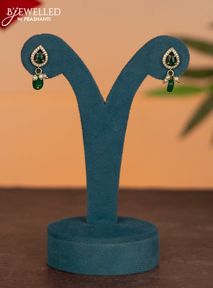 Invisible chain elephant design with multicolour & cz stones and pearl & green beads hangings