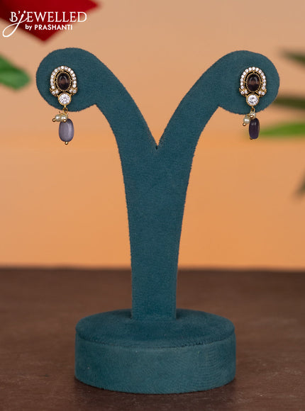 Invisible chain with purple & cz stones and pearl & beads hangings