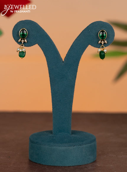 Invisible chain swan design with multicolour & cz stones and pearl & green beads hangings