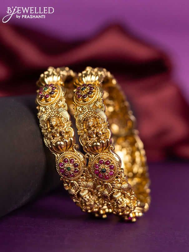 Antique bangles lakshmi design with kemp stones