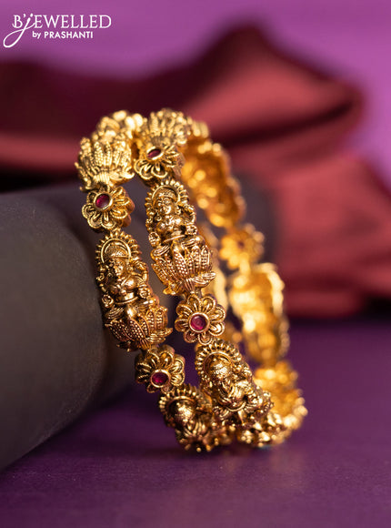 Antique bangles lakshmi design with ruby stones