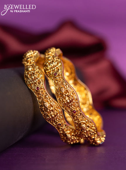 Antique bangles lakshmi design with ruby stones