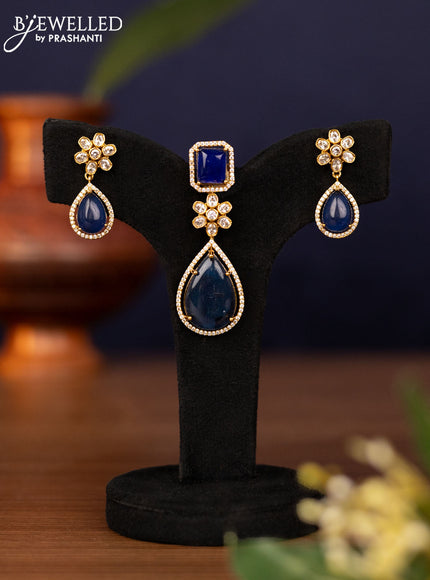 Pendant sets with sapphire and cz stones in victorian finish