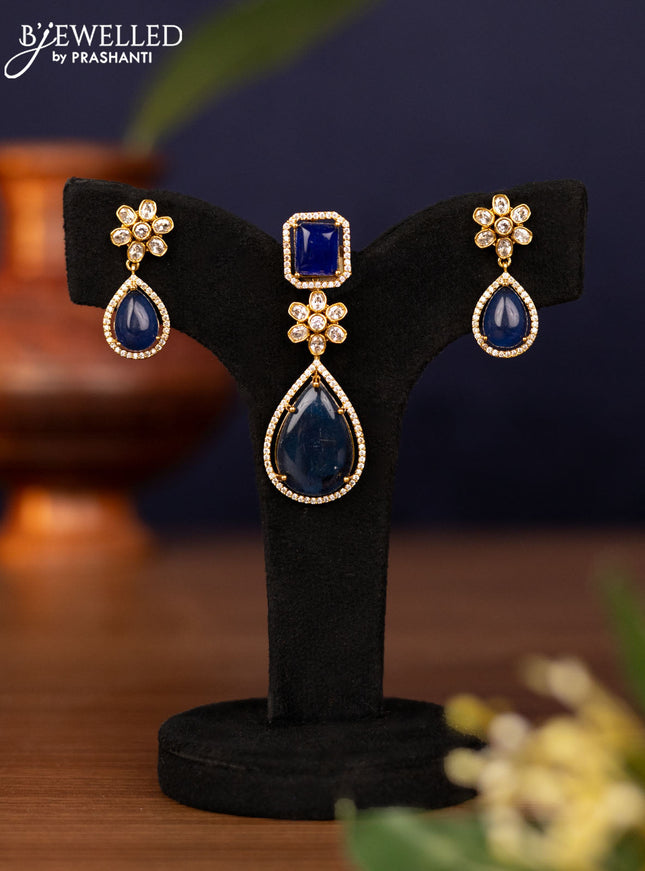 Pendant sets with sapphire and cz stones in victorian finish