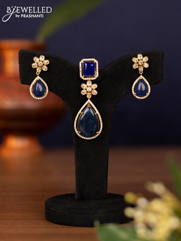 Pendant sets with sapphire and cz stones in victorian finish