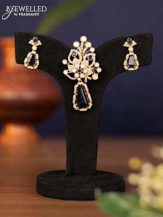 Pendant sets with sapphire & kundan and cz stones in victorian finish
