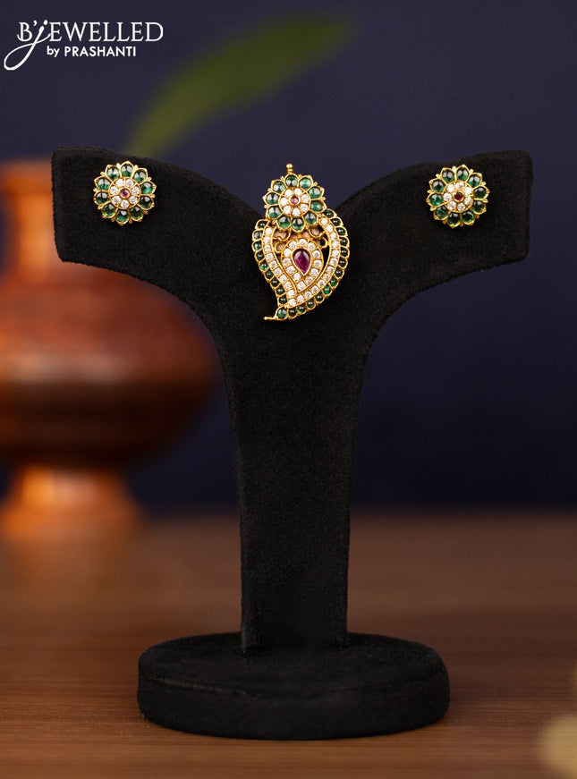 Pendant sets manga pattern with kemp and cz stones in victorian finish