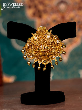 Antique pendant sets lakshmi design with kemp & cz stones and golden beads hangings without earrings