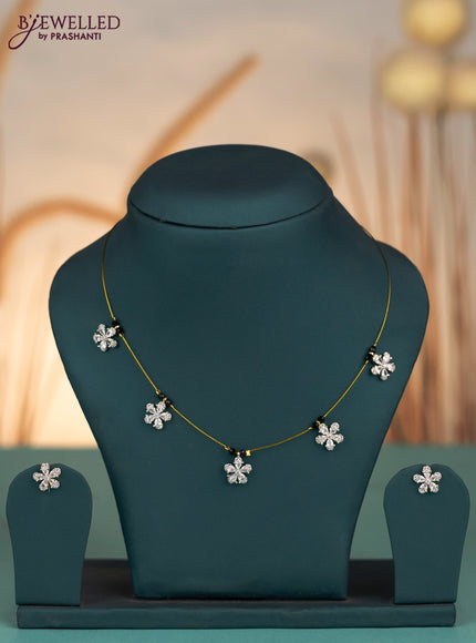 Invisible chain floral design with cz stones