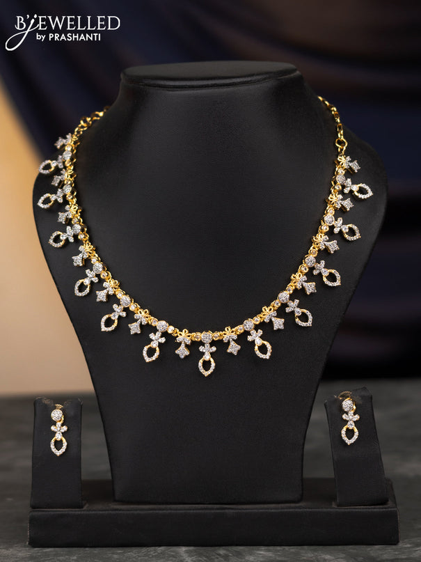 Zircon necklace with cz stones in gold finish
