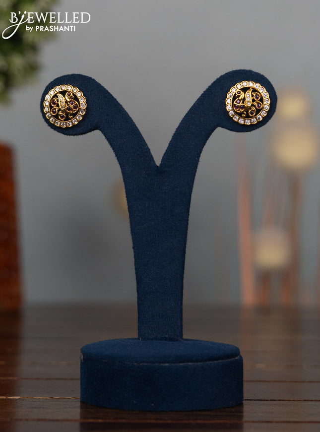 Antique earrings peacock design with ruby and stones