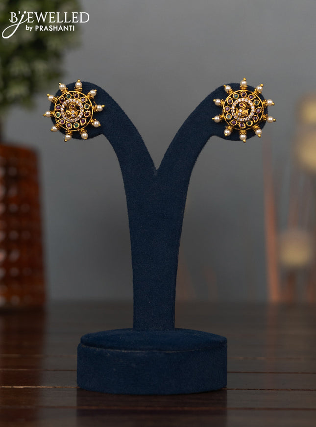 Antique earrings with kemp & cz cz stone and pearls