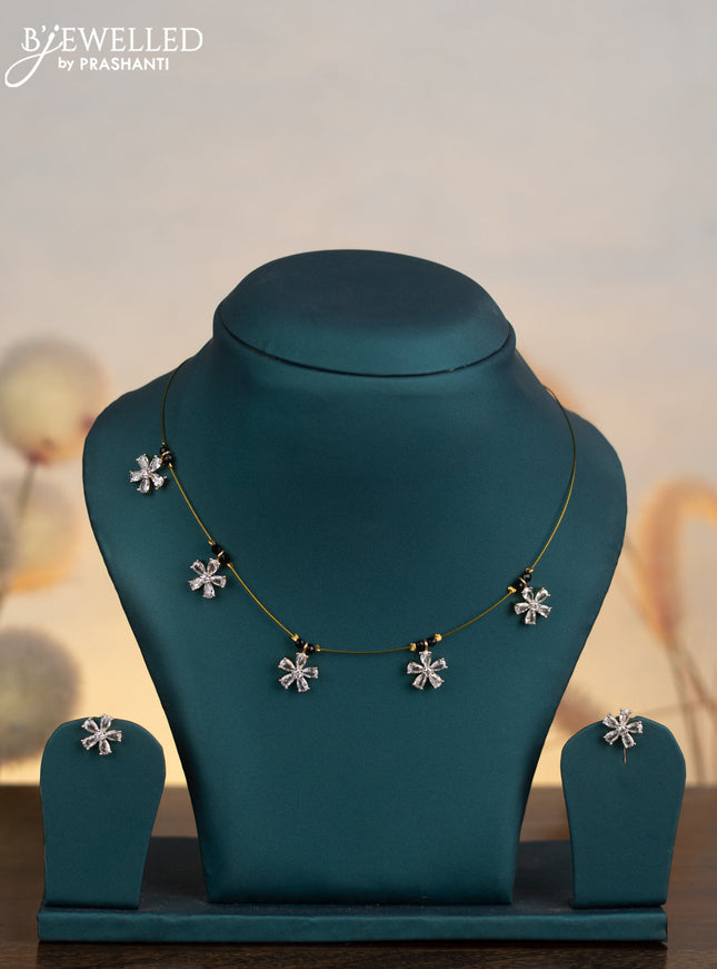 Invisible chain with cz stones in gold finish