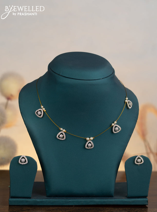 Invisible chain with cz stones in gold finish