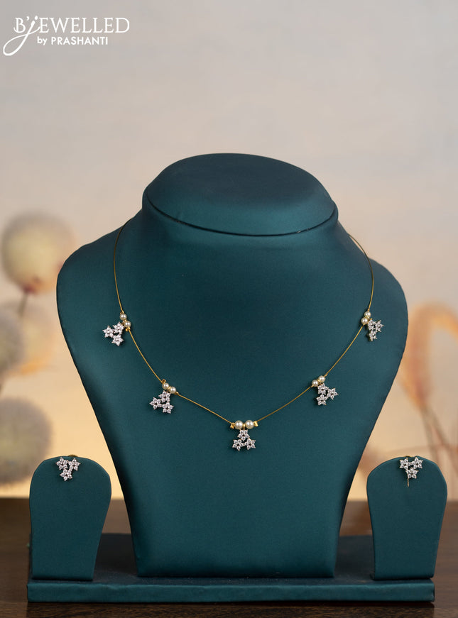 Invisible chain with cz stones in gold finish