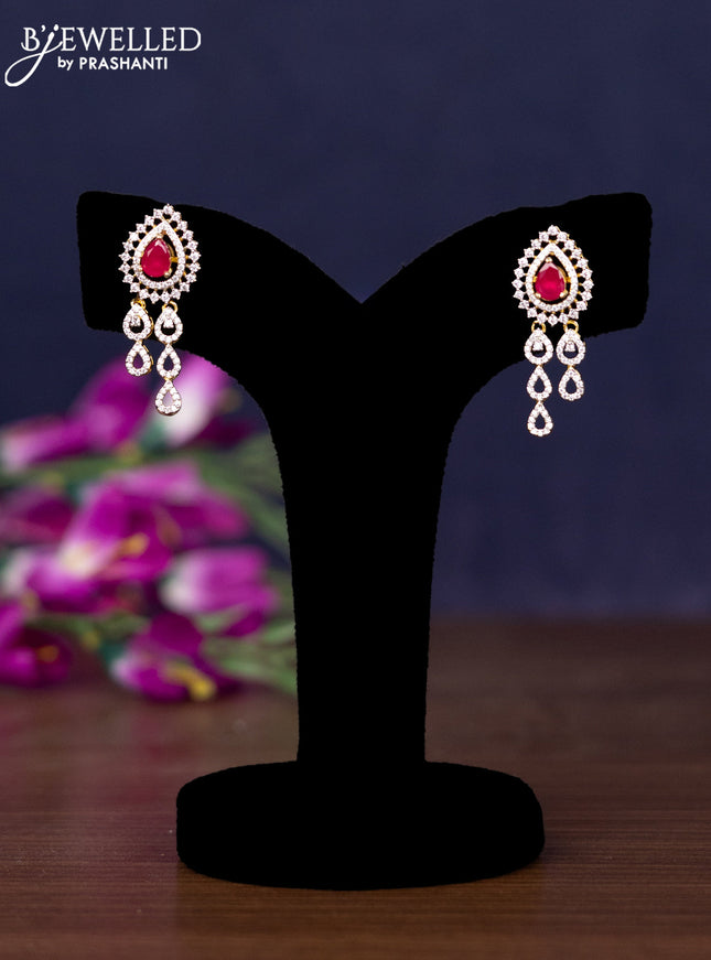 Zircon necklace with ruby and cz stones in gold finish