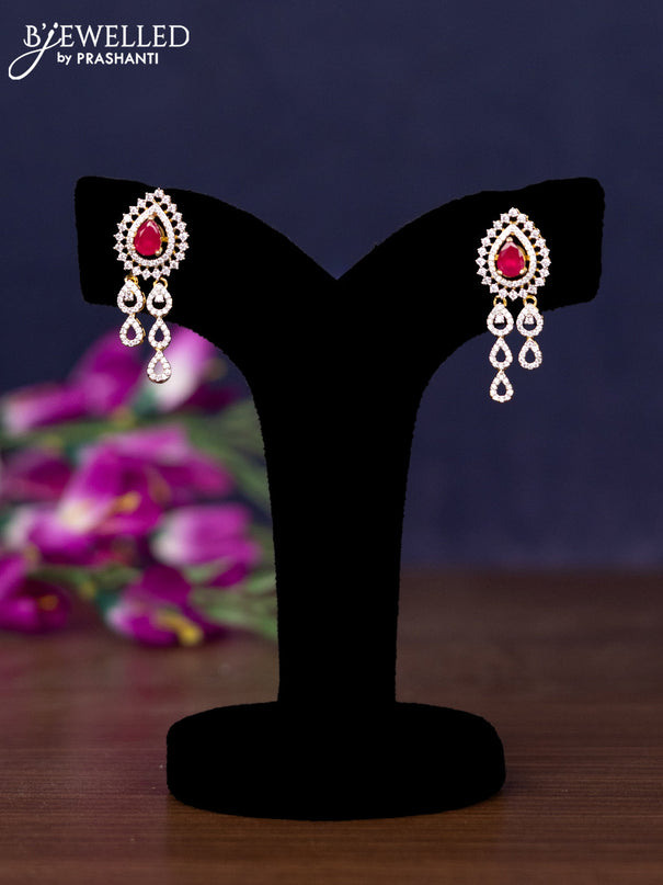 Zircon necklace with ruby and cz stones in gold finish