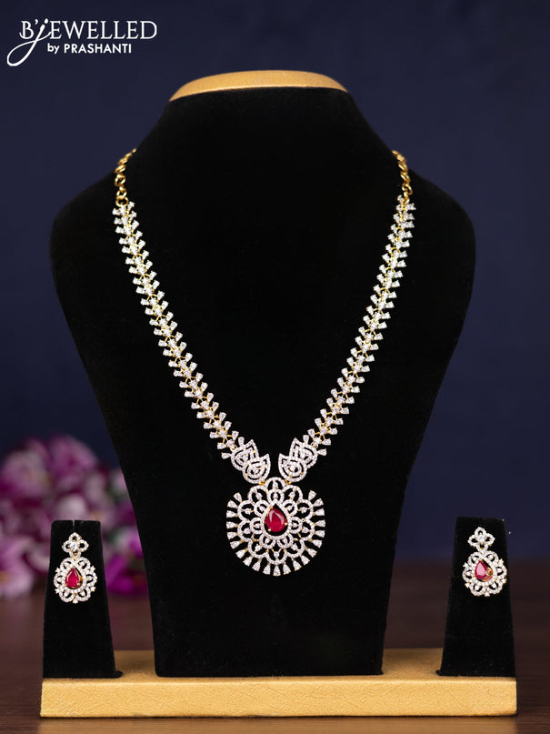 Zircon necklace with multicolour and cz stones in gold finish