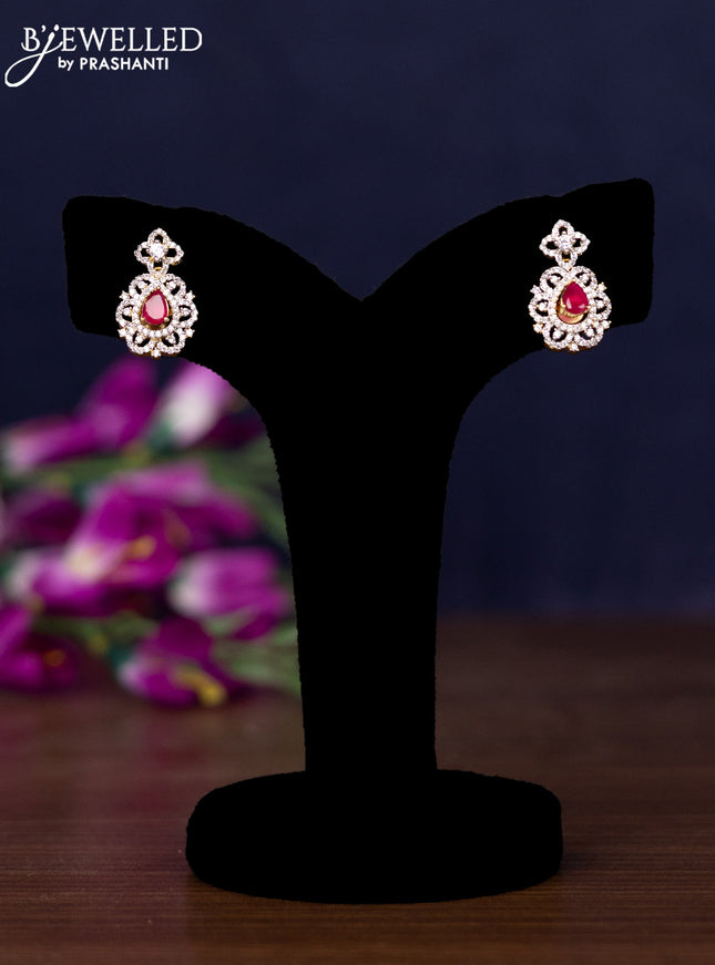 Zircon necklace with multicolour and cz stones in gold finish