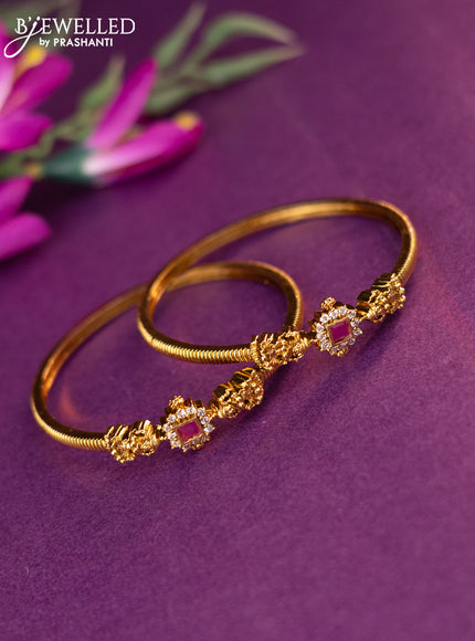 Antique bangles elephant design with ruby and cz stones