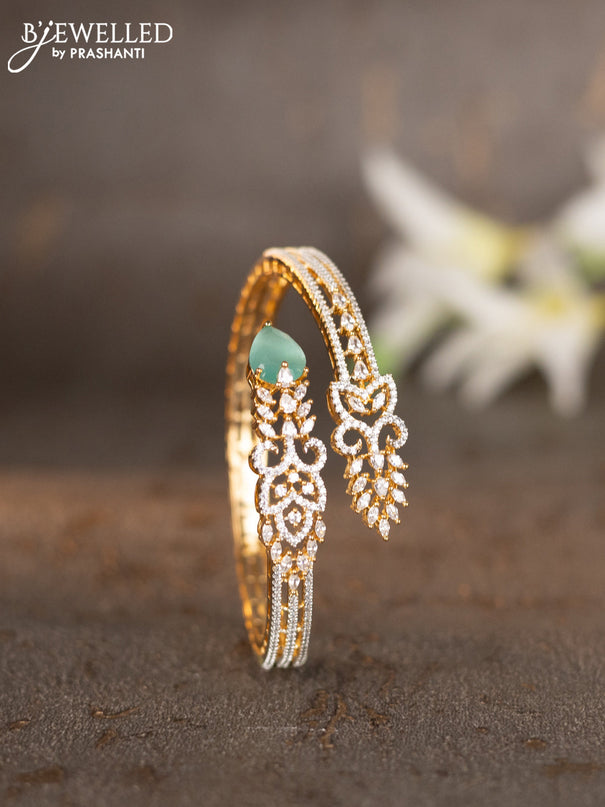 Bracelets with mint green and cz stones in gold finish