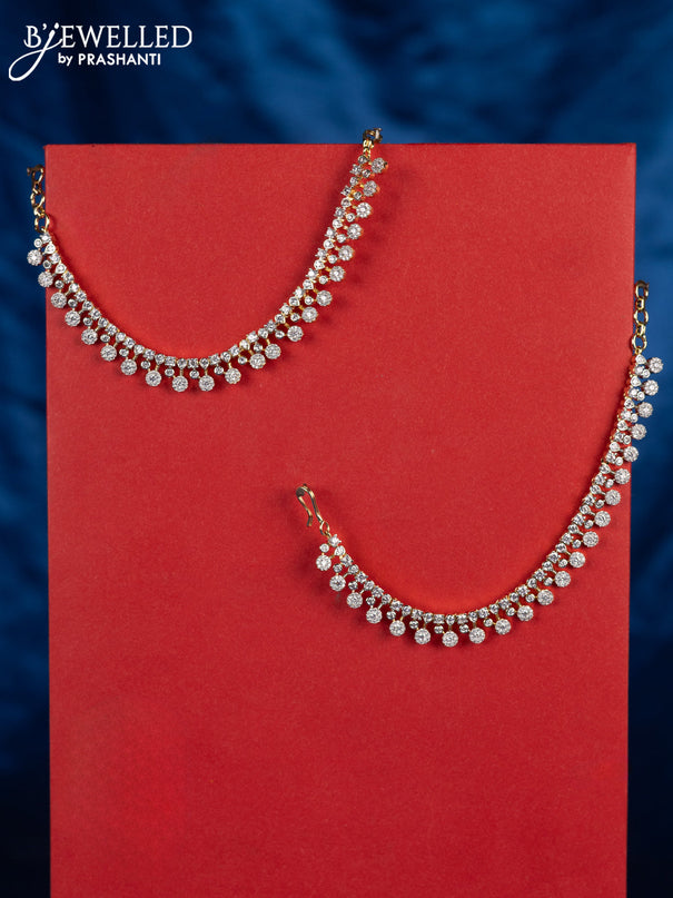 Zircon maatal with cz stones in gold finish