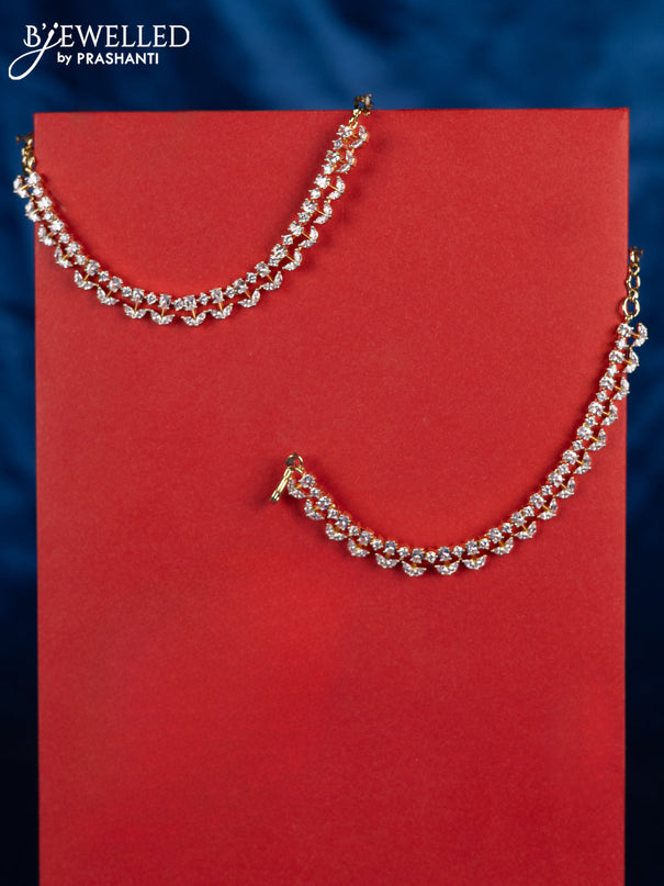 Zircon maatal with cz stones in gold finish