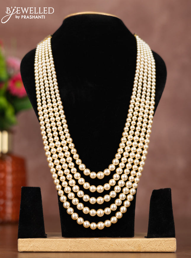 Pearl multi layer necklace with cz stone